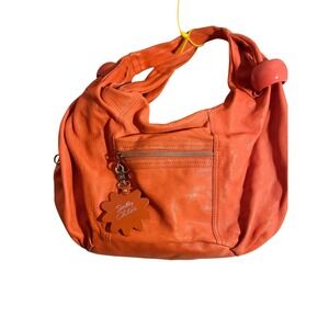 See By Chloe Coral/Orange Lambskin Leather Hobo Shoulder Bag Ring Detail